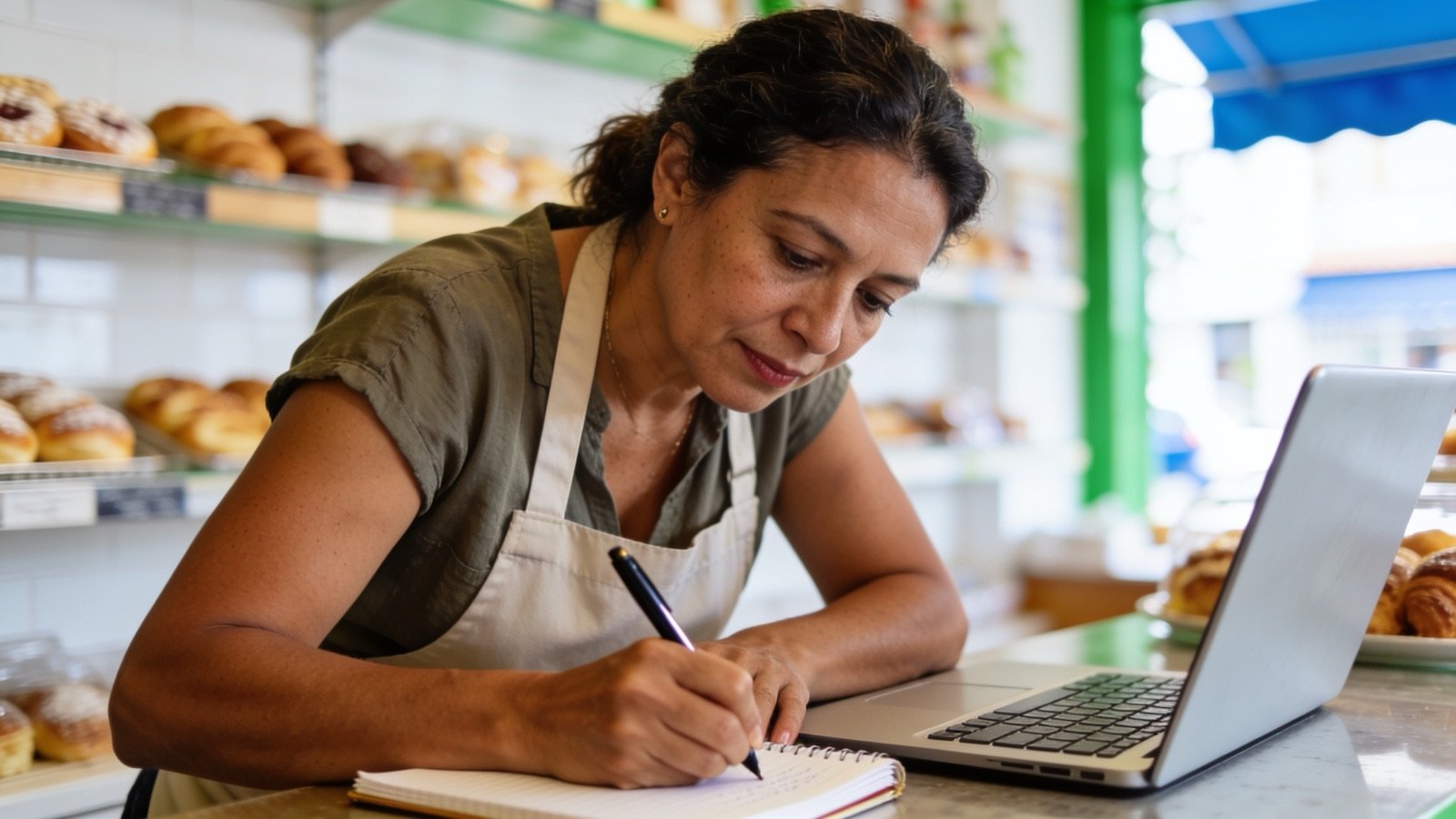 Emprendedora estudiando un curso corto en línea